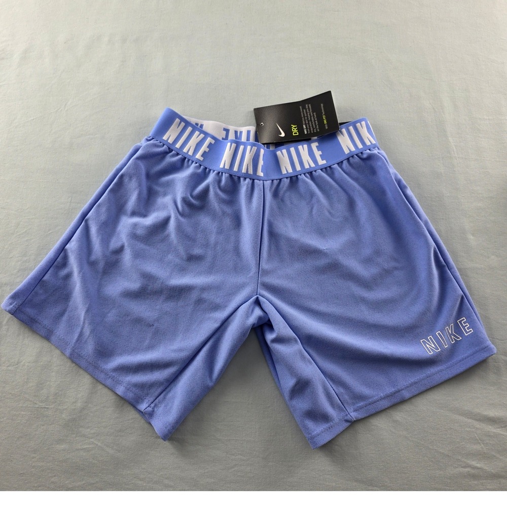 Nike Dry Girls Size XS Kids Athletic Shorts Light Purple Logo Waistband NEW